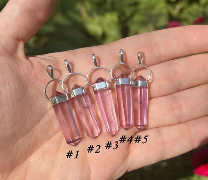 Pink Aura Quartz Pendant