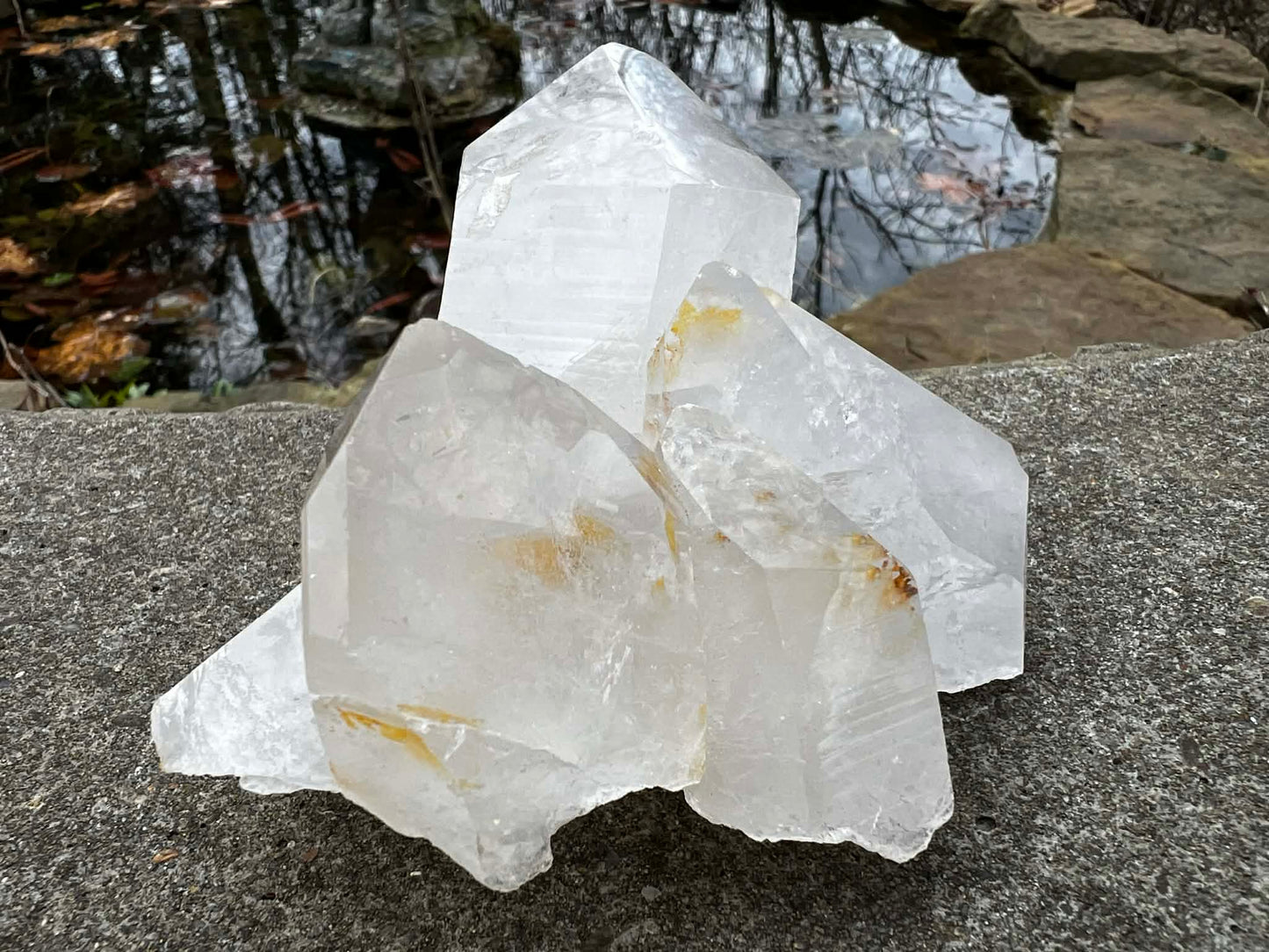 Quartz Crystal Cluster with Hematite Inclusions - Gem Realm 