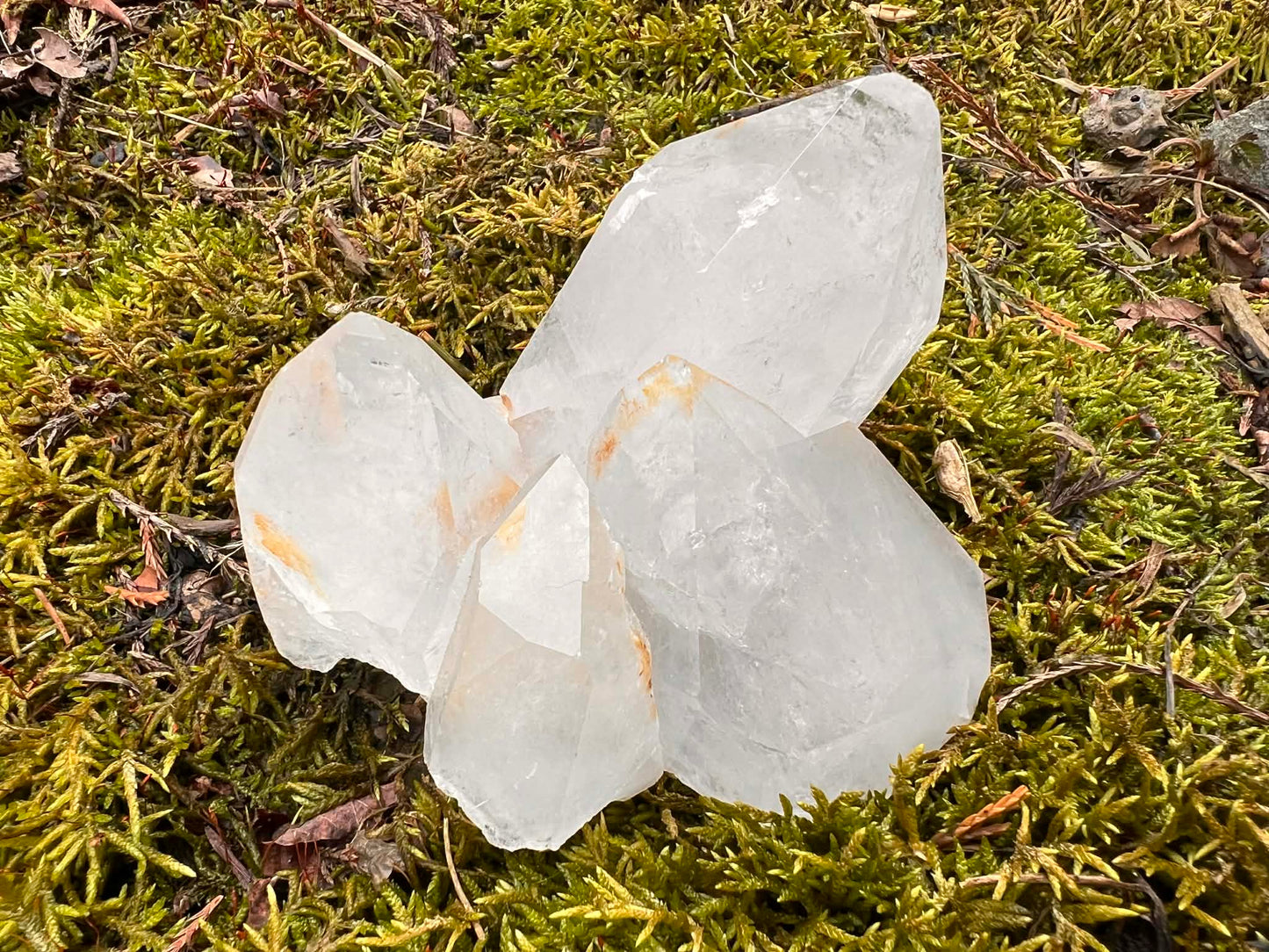 Quartz Crystal Cluster with Hematite Inclusions - Gem Realm 