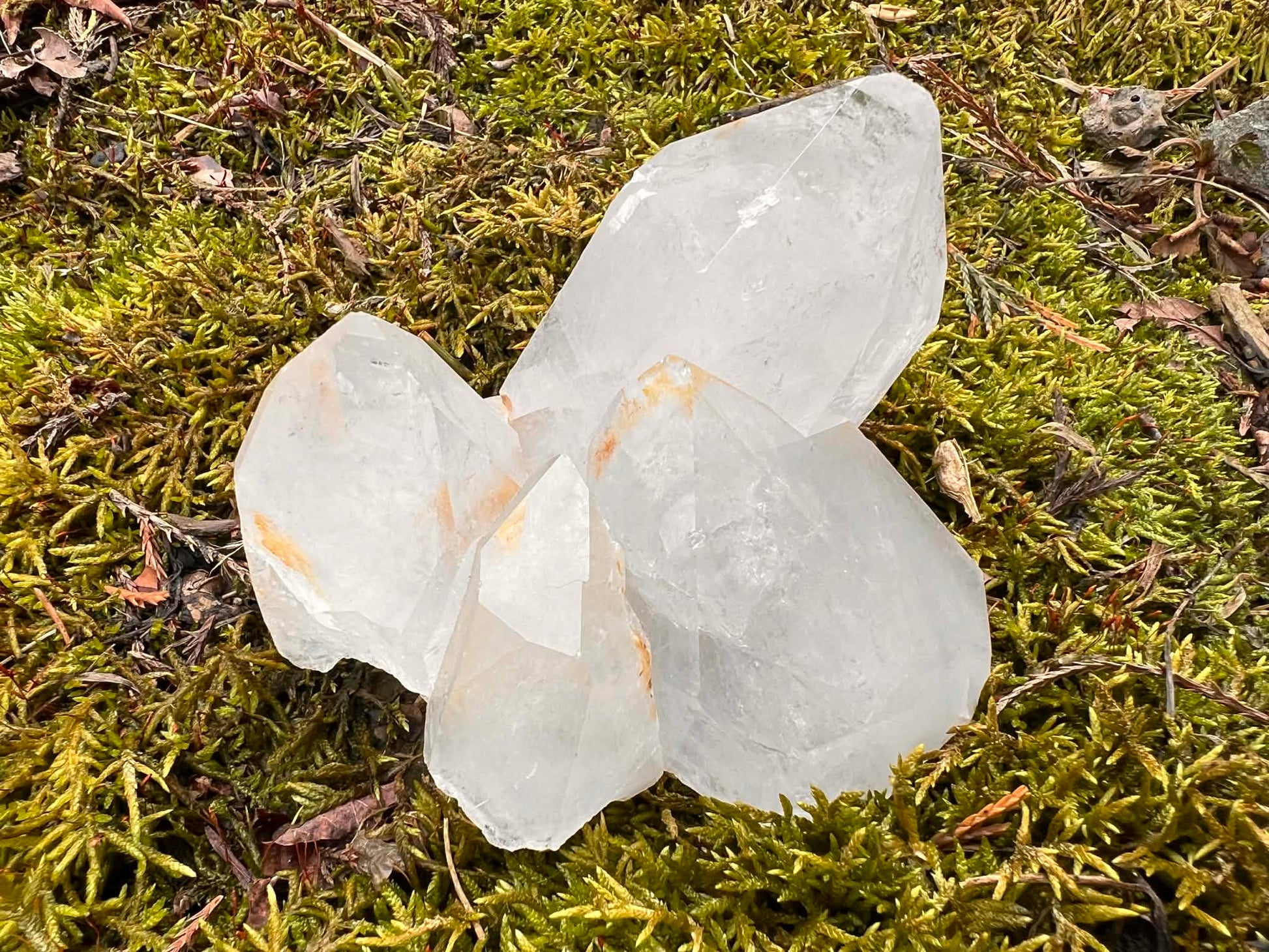 Quartz Crystal Cluster with Hematite Inclusions - Gem Realm 