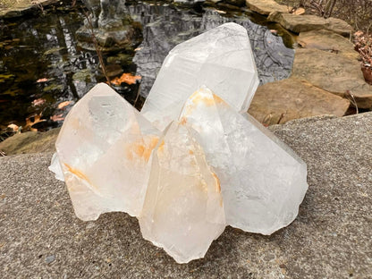 Quartz Crystal Cluster with Hematite Inclusions - Gem Realm 