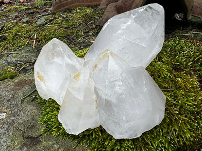 Quartz Crystal Cluster with Hematite Inclusions - Gem Realm 