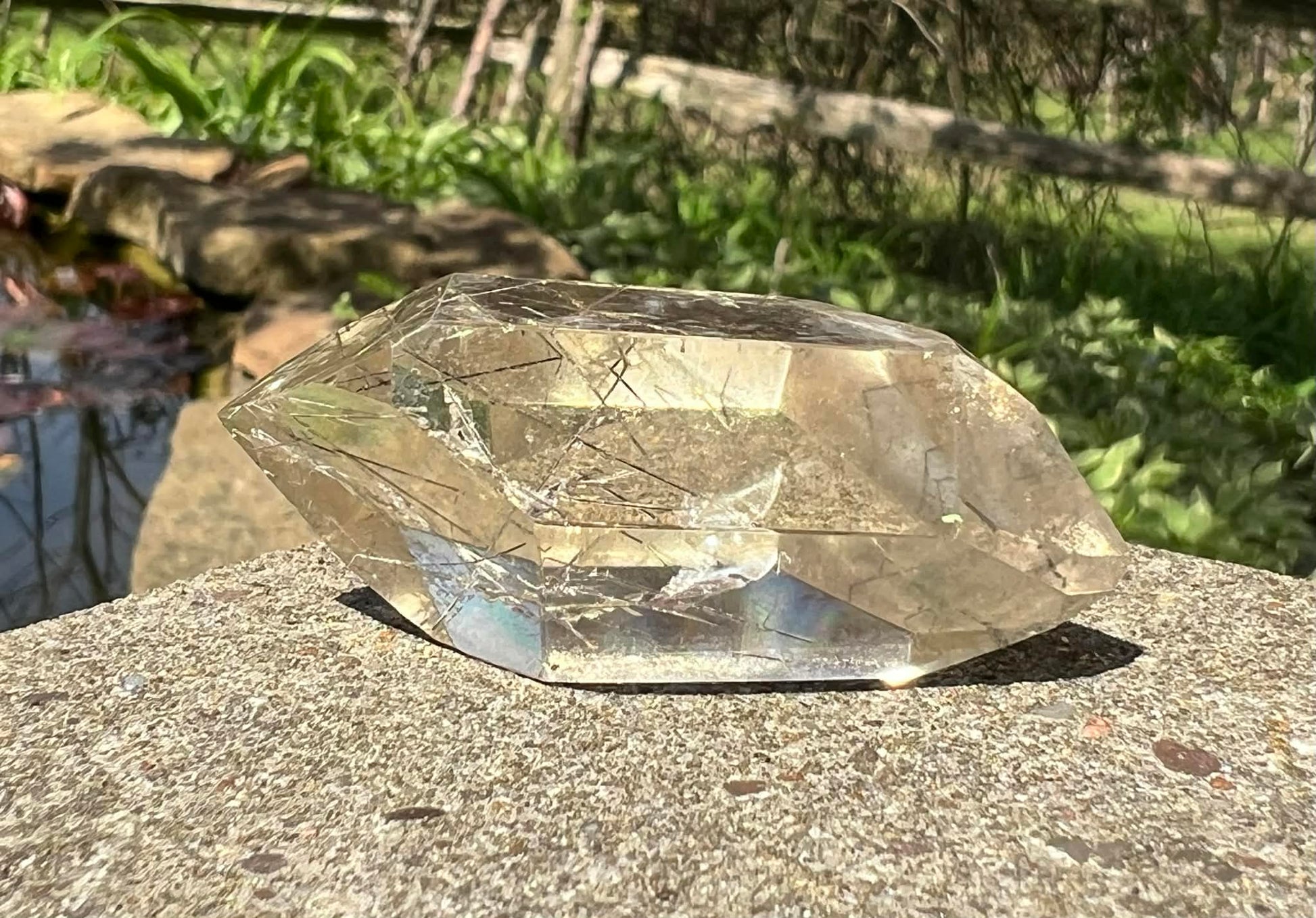 Citrine Double Terminated Polished Point ~ Rutilated - Gem Realm 
