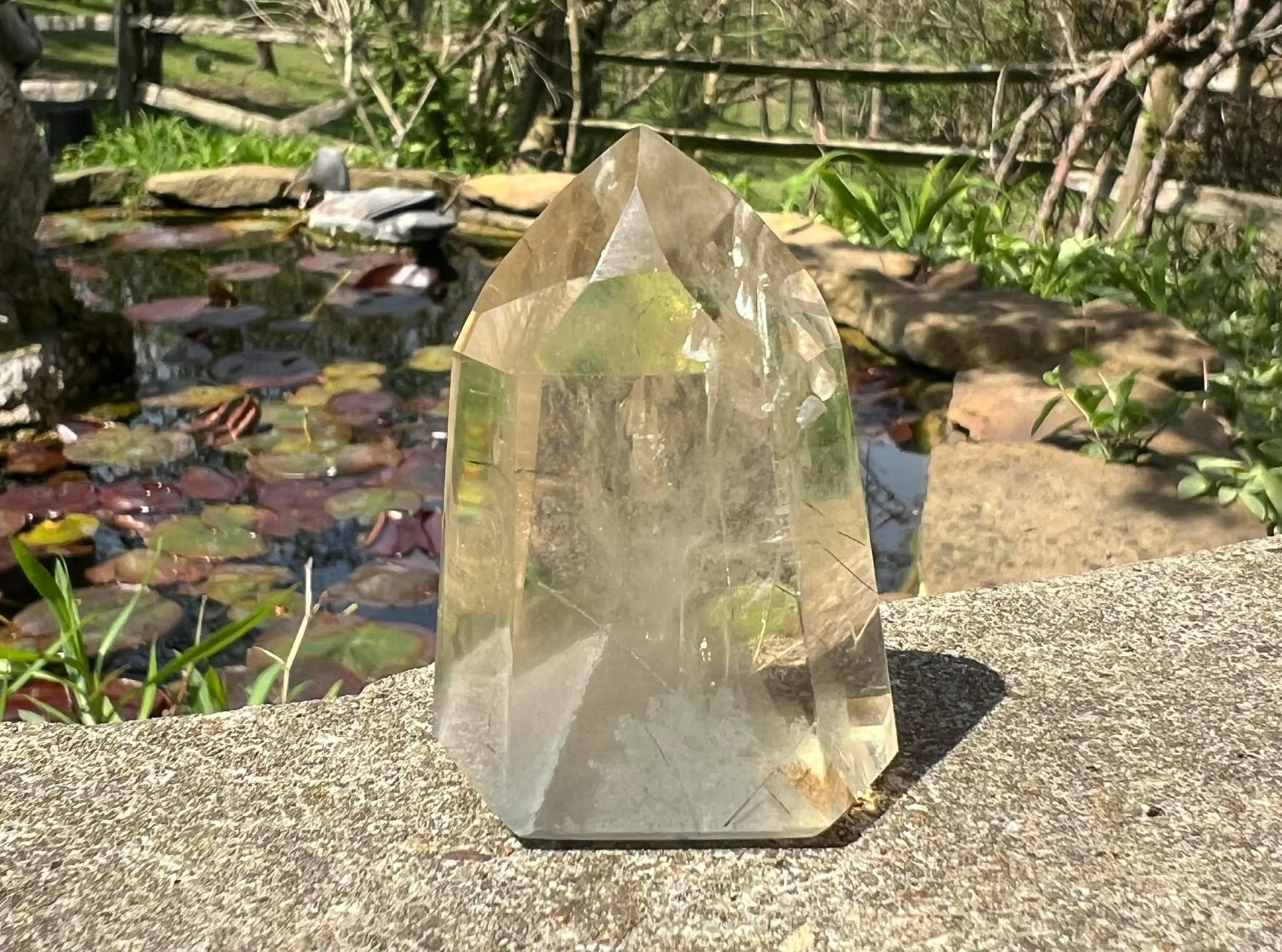 Citrine Tower ~ with Gray Phantoms and Rutile - Gem Realm 