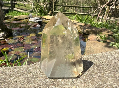 Citrine Tower ~ with Gray Phantoms and Rutile - Gem Realm 