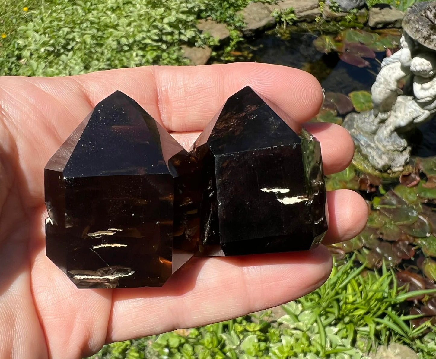 Smoky Quartz Included Tower Duo - Gem Realm 