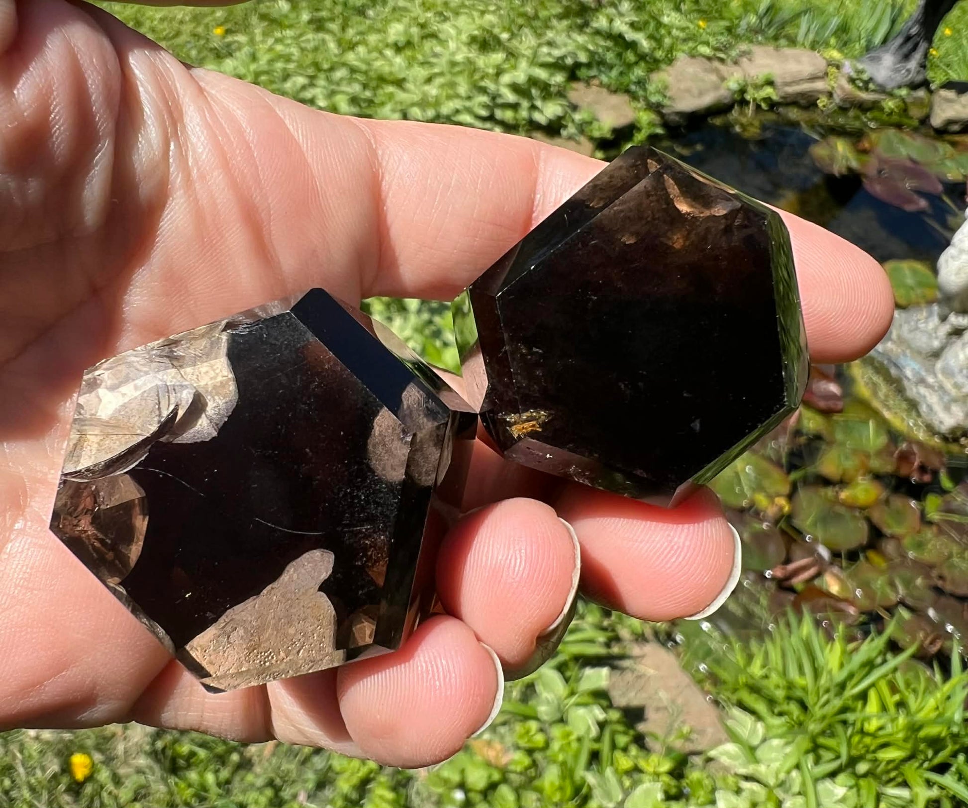 Smoky Quartz Included Tower Duo - Gem Realm 