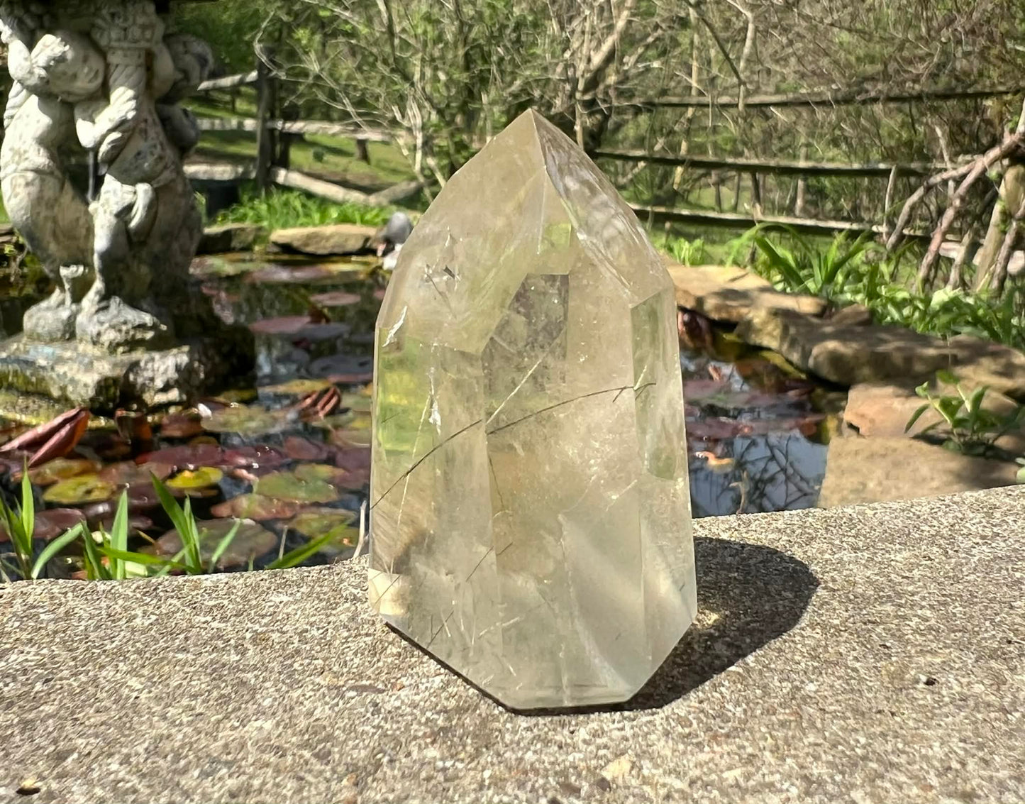 Citrine Tower ~ with Gray Phantoms and Rutile - Gem Realm 