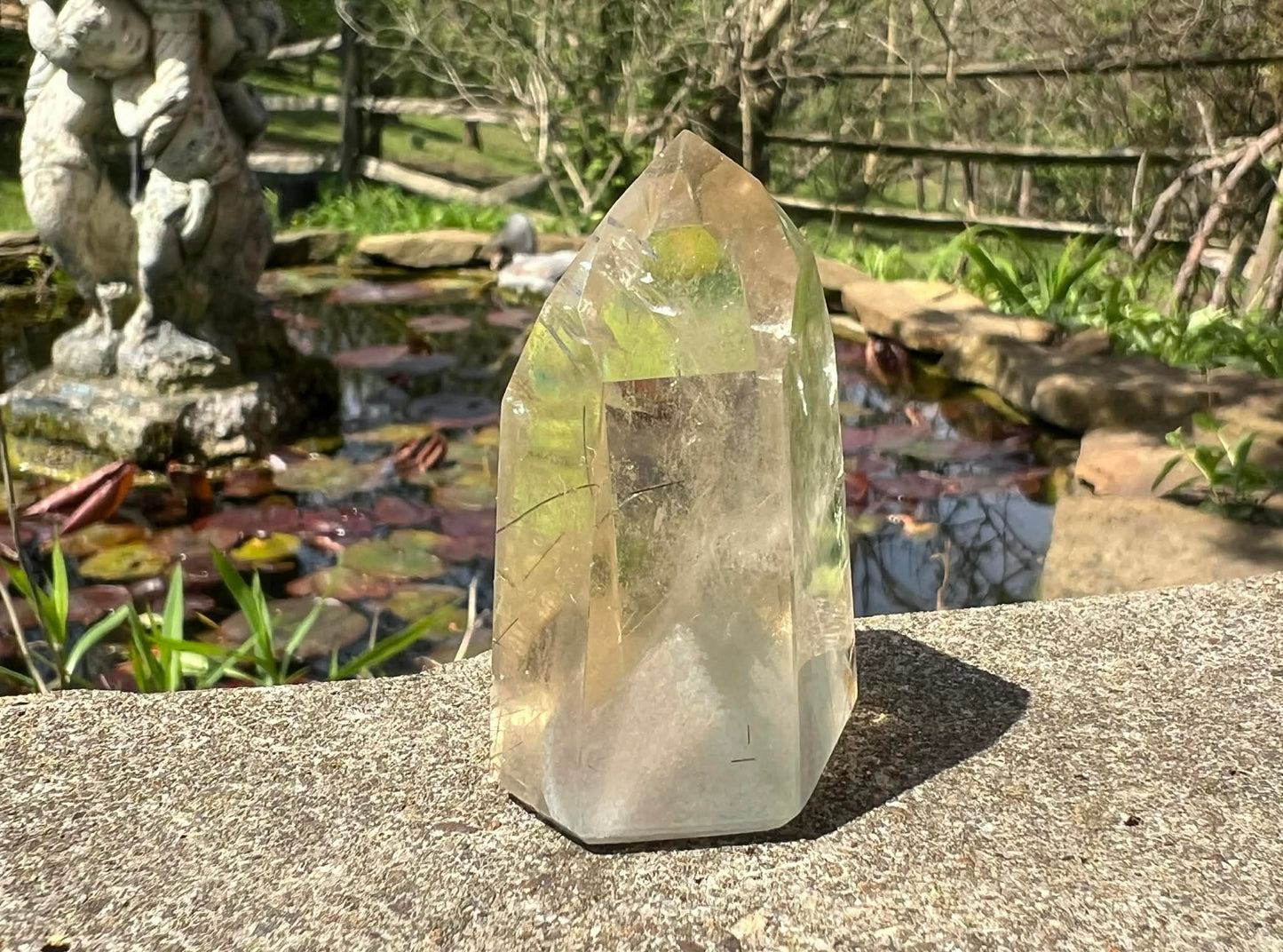 Citrine Tower ~ with Gray Phantoms and Rutile - Gem Realm 