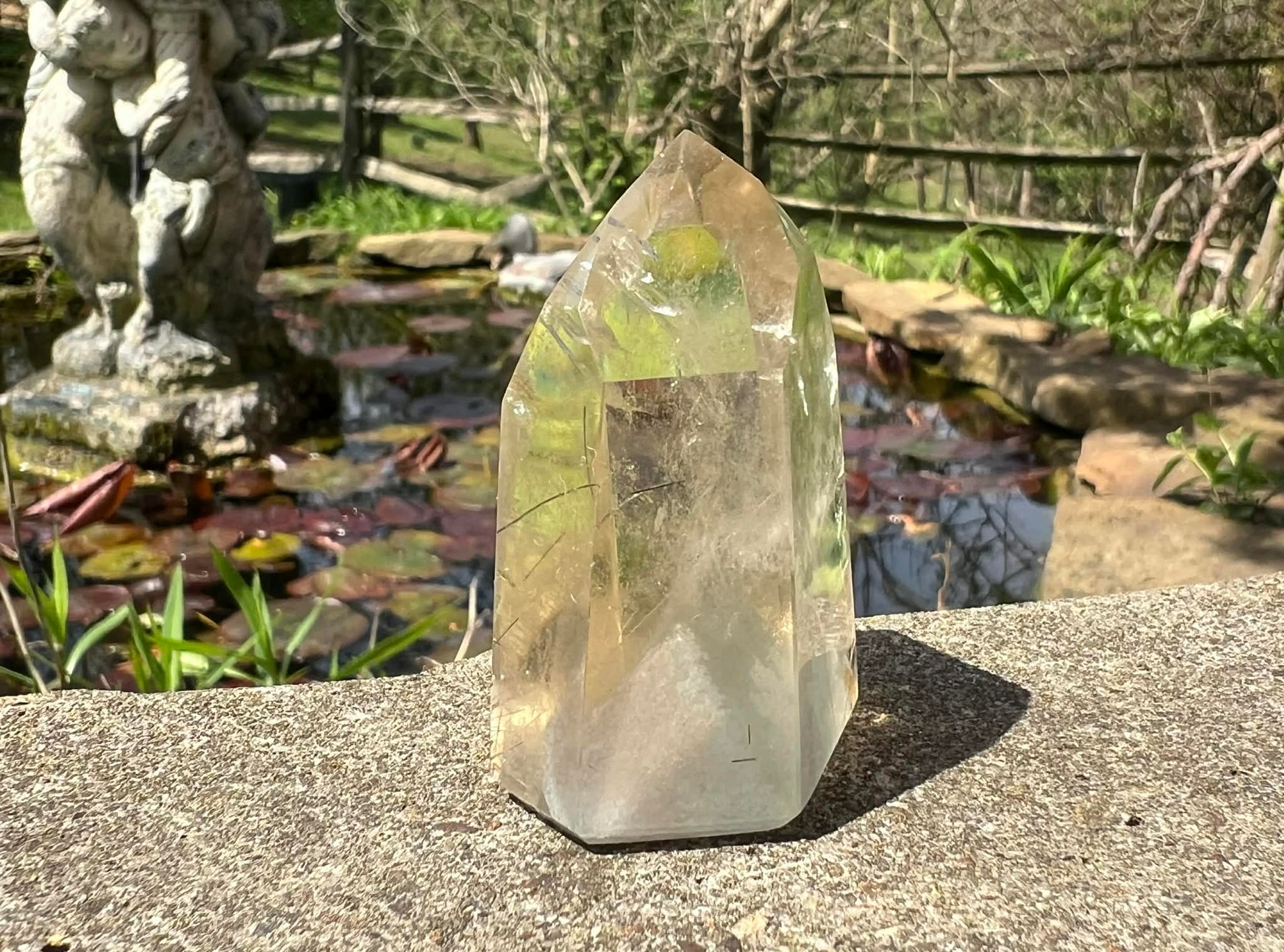 Citrine Tower ~ with Gray Phantoms and Rutile - Gem Realm 