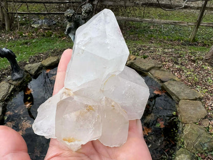 Quartz Crystal Cluster with Hematite Inclusions - Gem Realm 