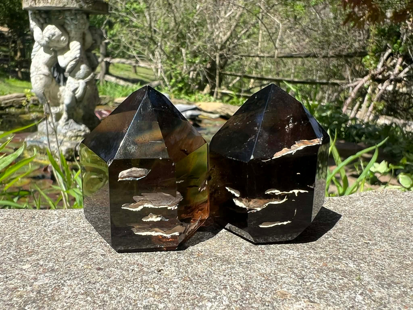 Smoky Quartz Included Tower Duo - Gem Realm 