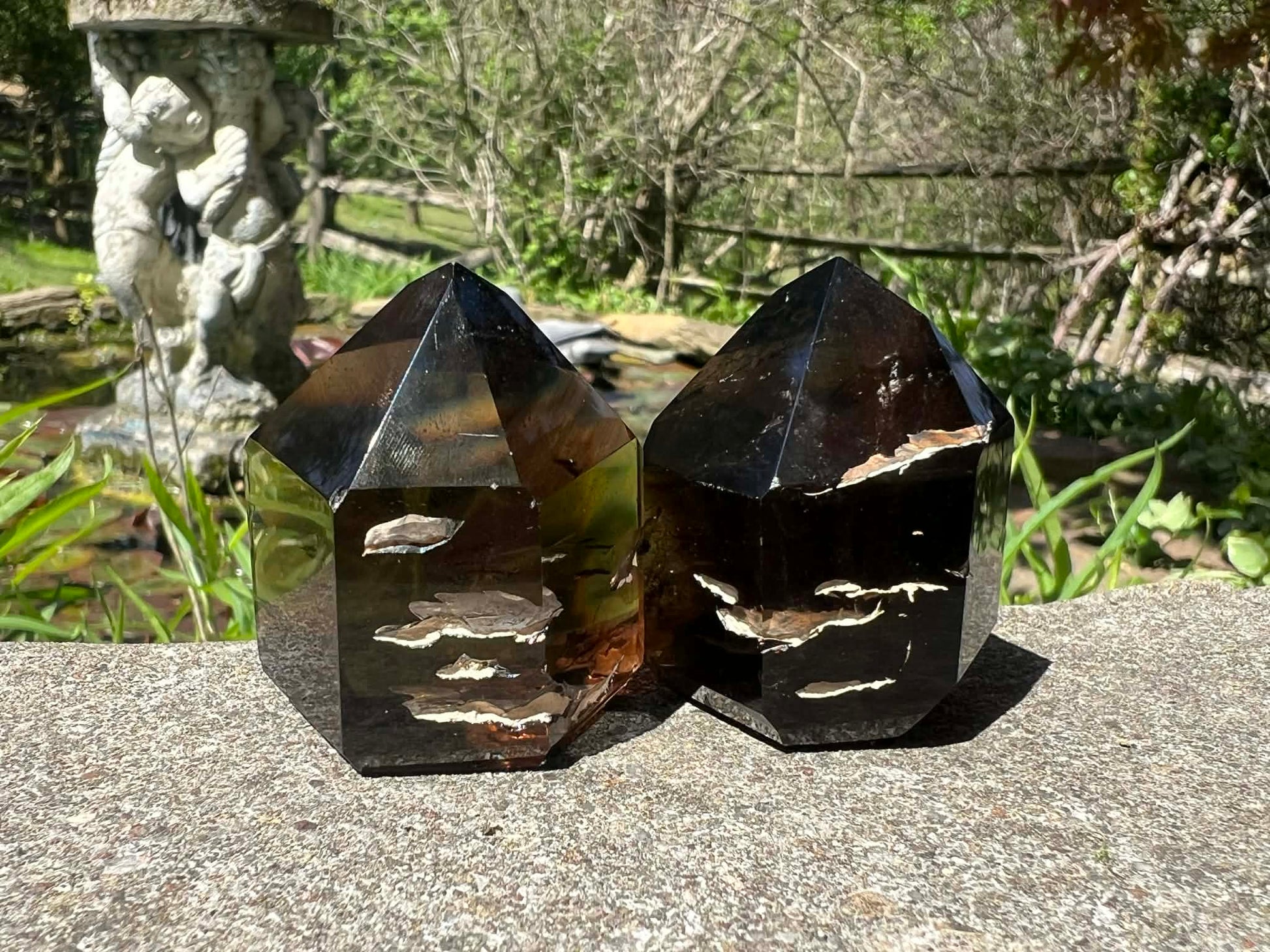 Smoky Quartz Included Tower Duo - Gem Realm 