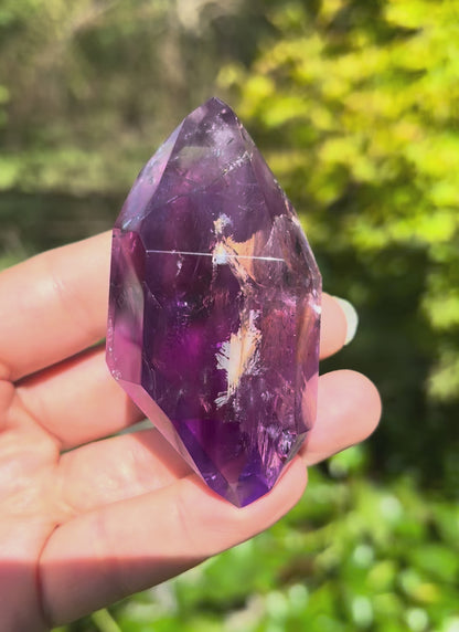 Amethyst Double Terminated Polished Point ~ Hematite Included