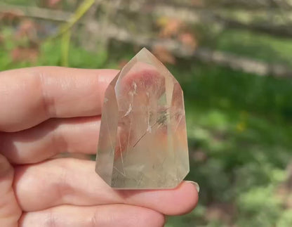 Citrine Tower ~ with Gray Phantoms and Rutile