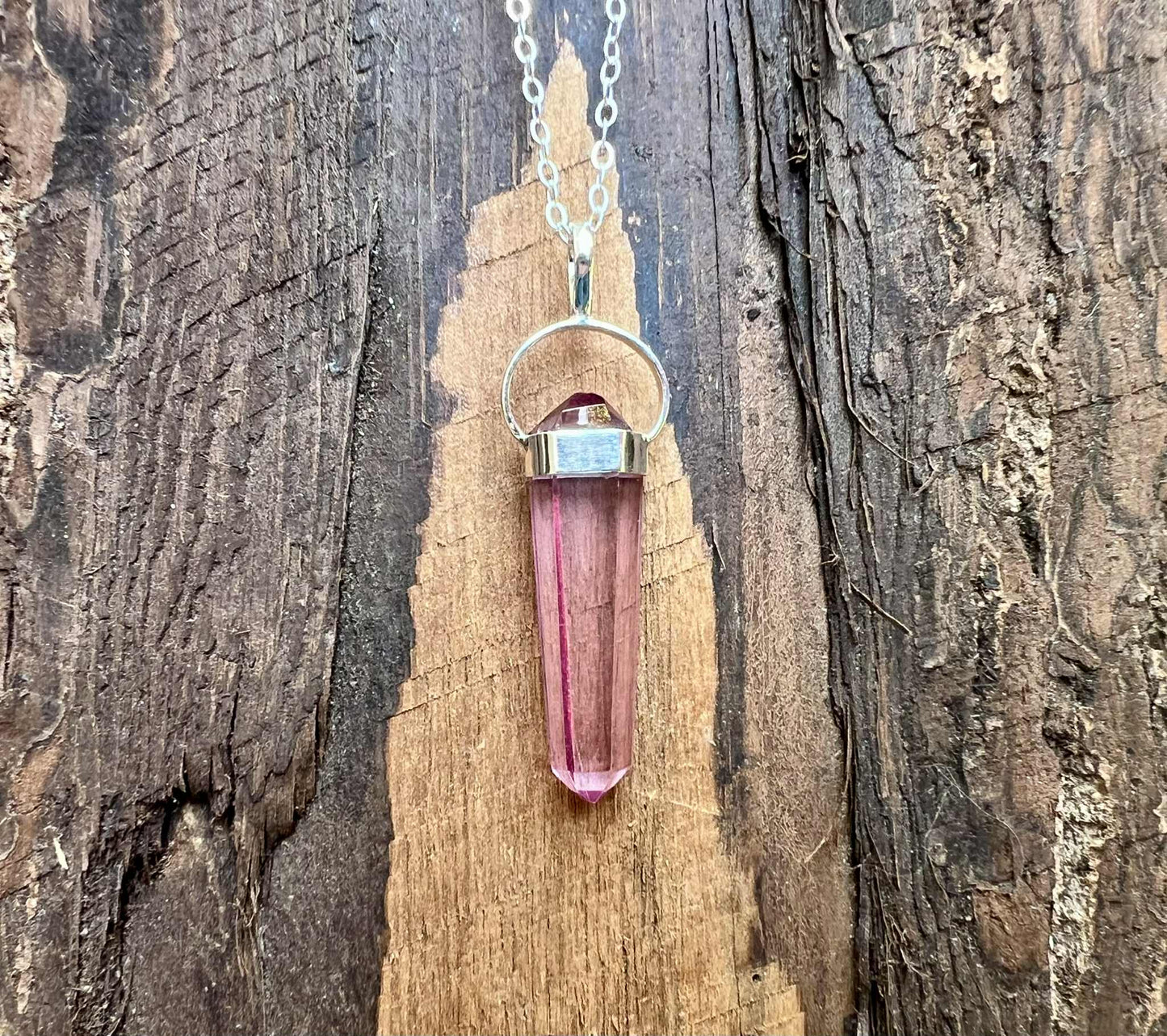 Pink Aura Quartz Pendant