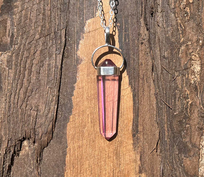 Pink Aura Quartz Pendant