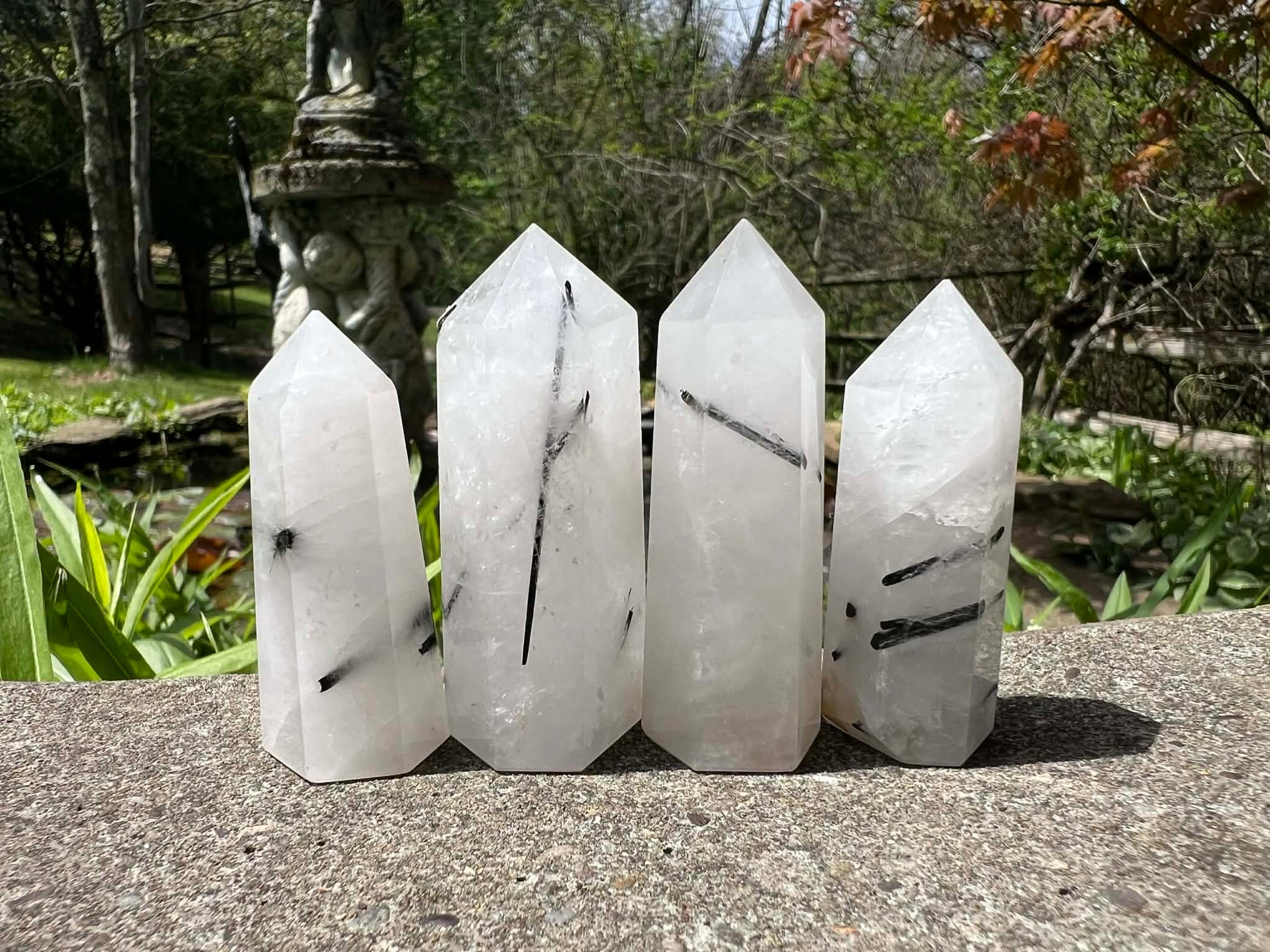 Black Tourmalinated Quartz Towers - Gem Realm 