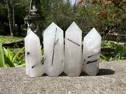 Black Tourmalinated Quartz Towers - Gem Realm 