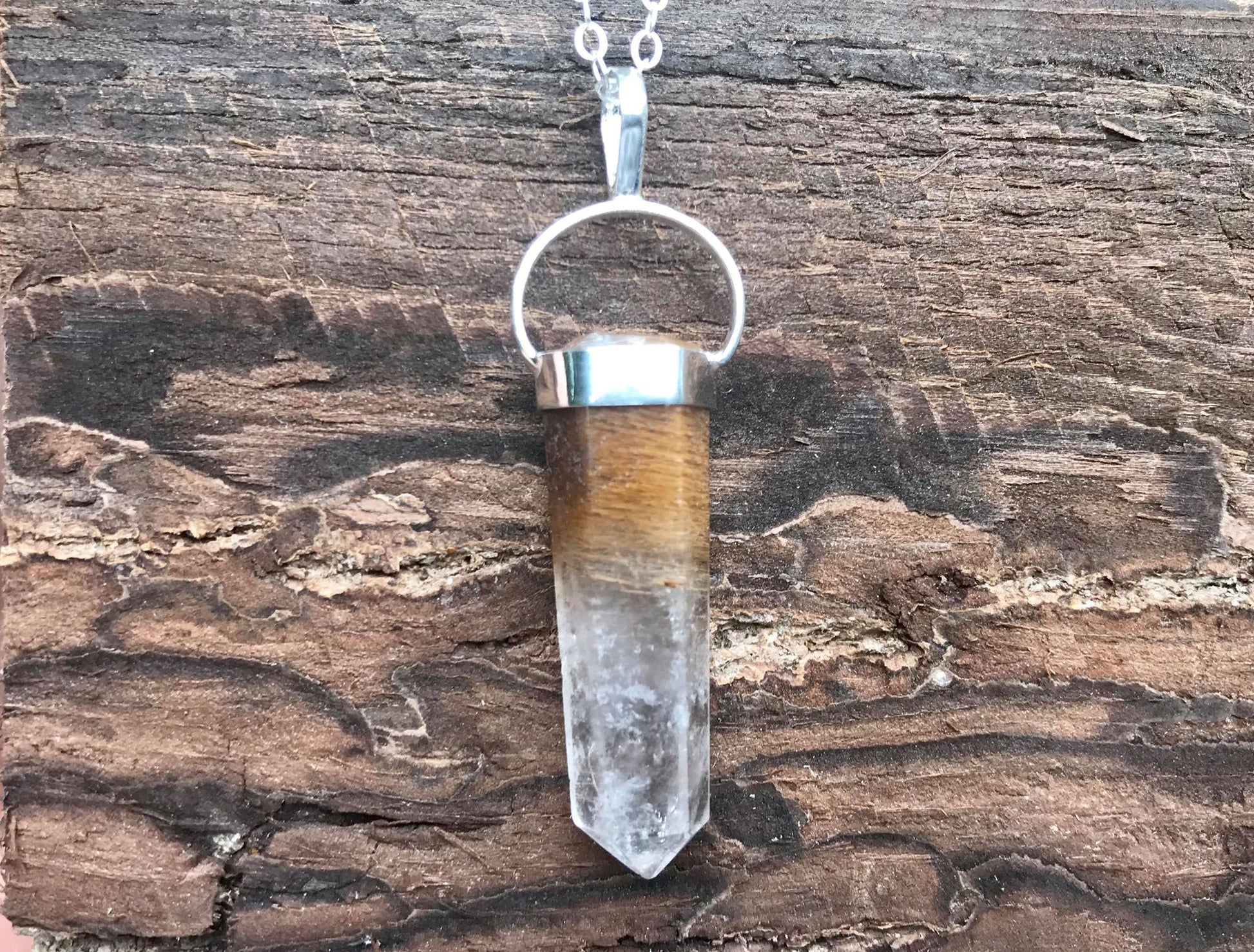 Rutilated Quartz Pendant - Gem Realm 
