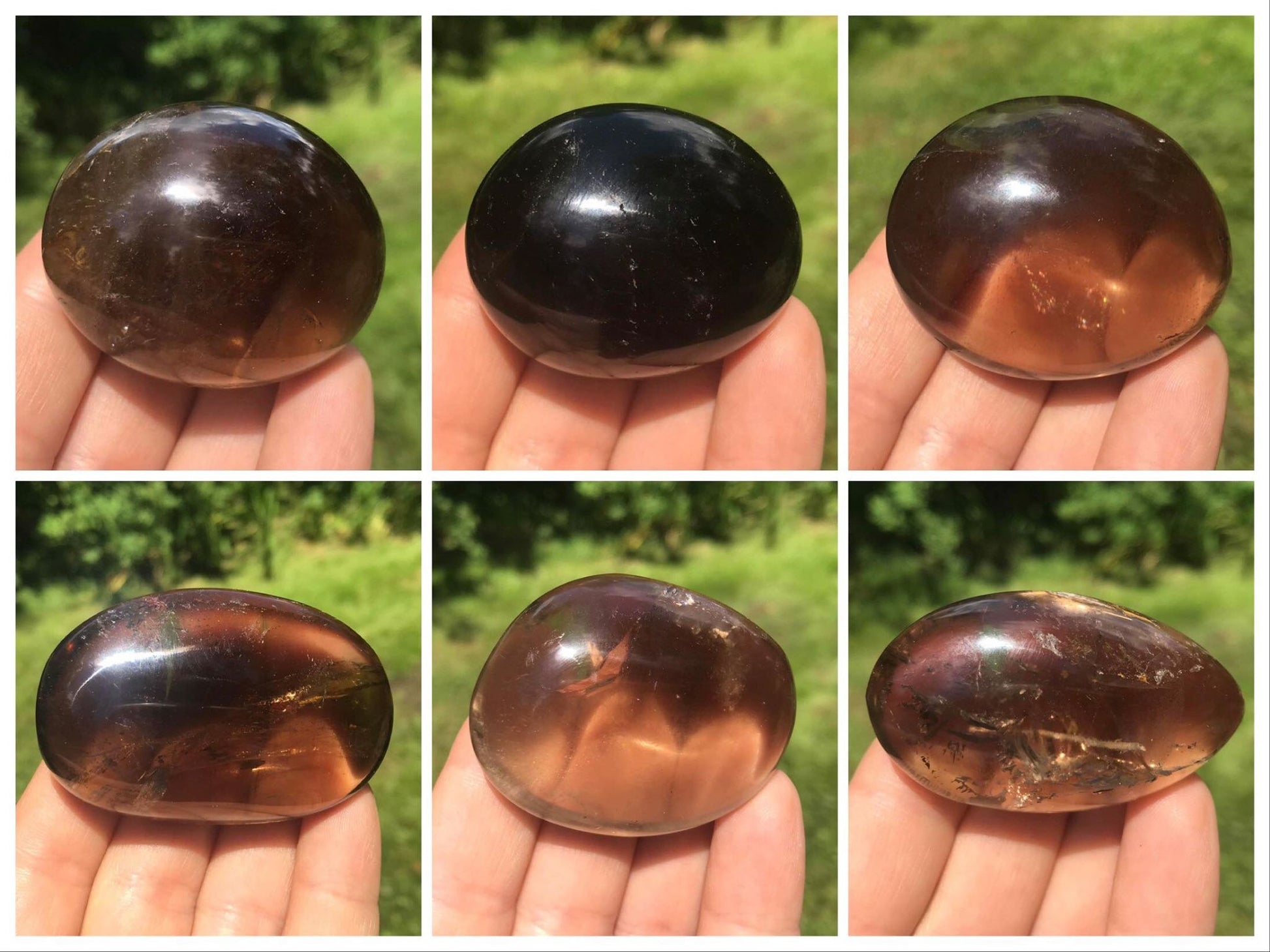 Smoky Quartz Palm Stones - Gem Realm 