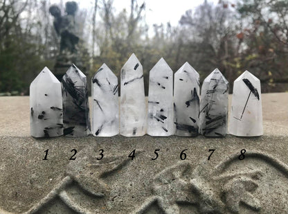 Black Tourmalinated Quartz Towers - Gem Realm 