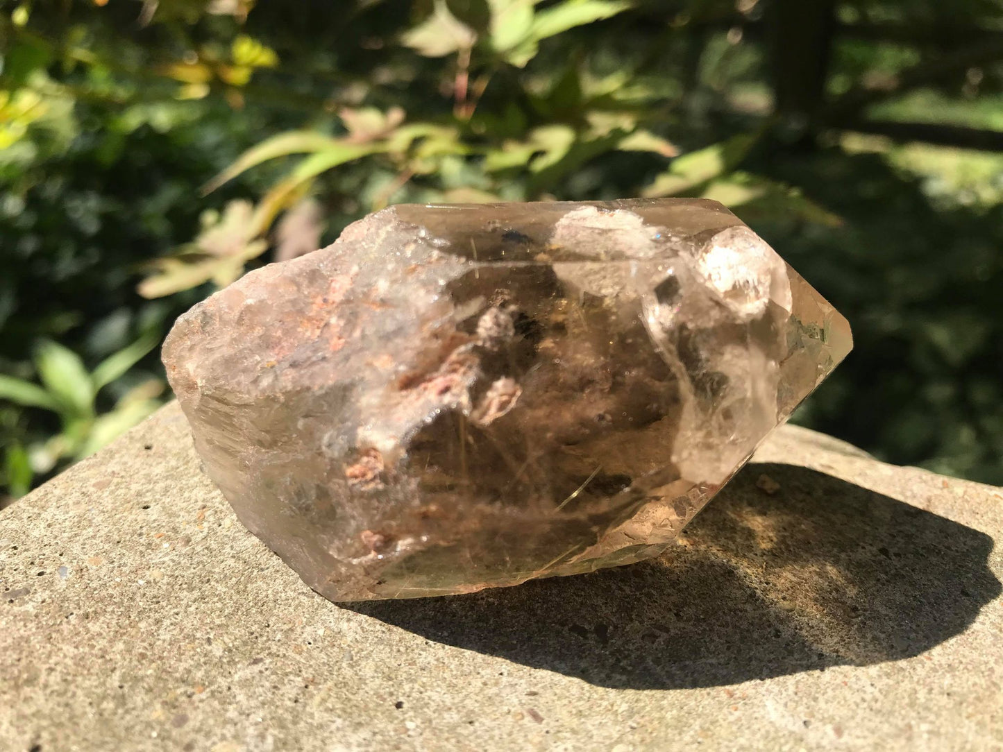 Rutilated Smoky Quartz Point with Chlorite