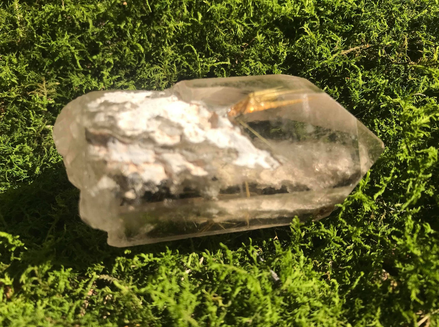 Rutilated Quartz Point with Chlorite