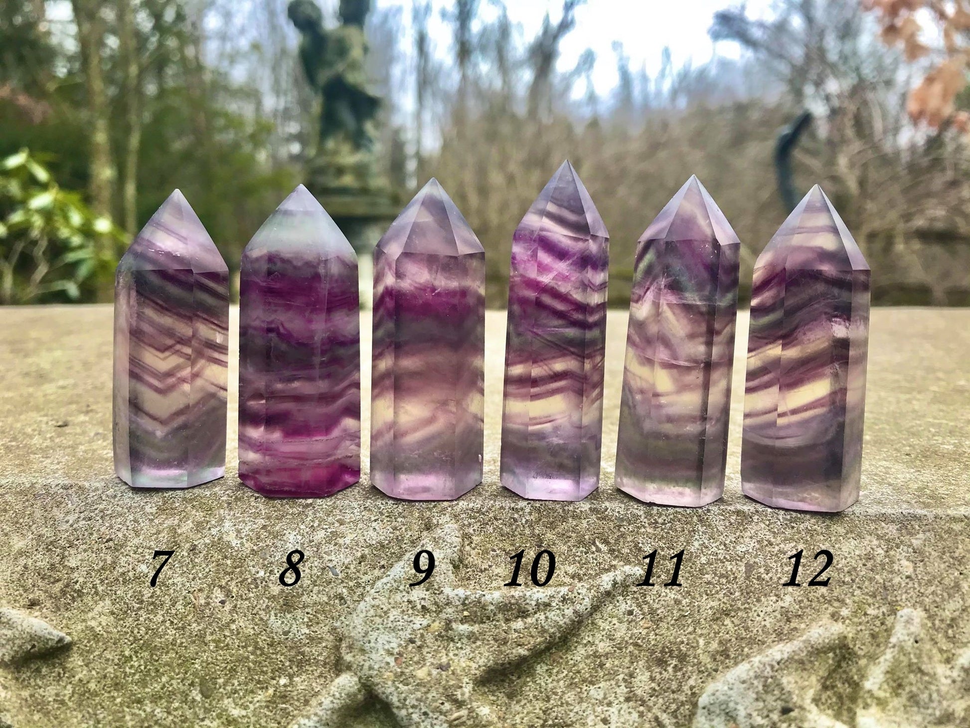 Rainbow Fluorite Towers ~ Pink and Purple Swiggly - Gem Realm 