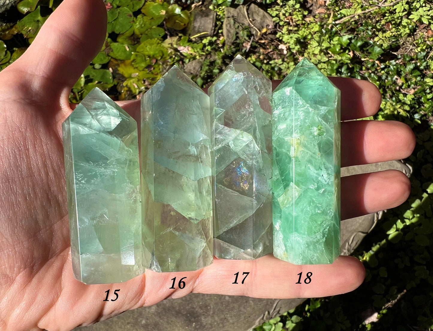 Green Rainbow Fluorite Towers - Gem Realm 