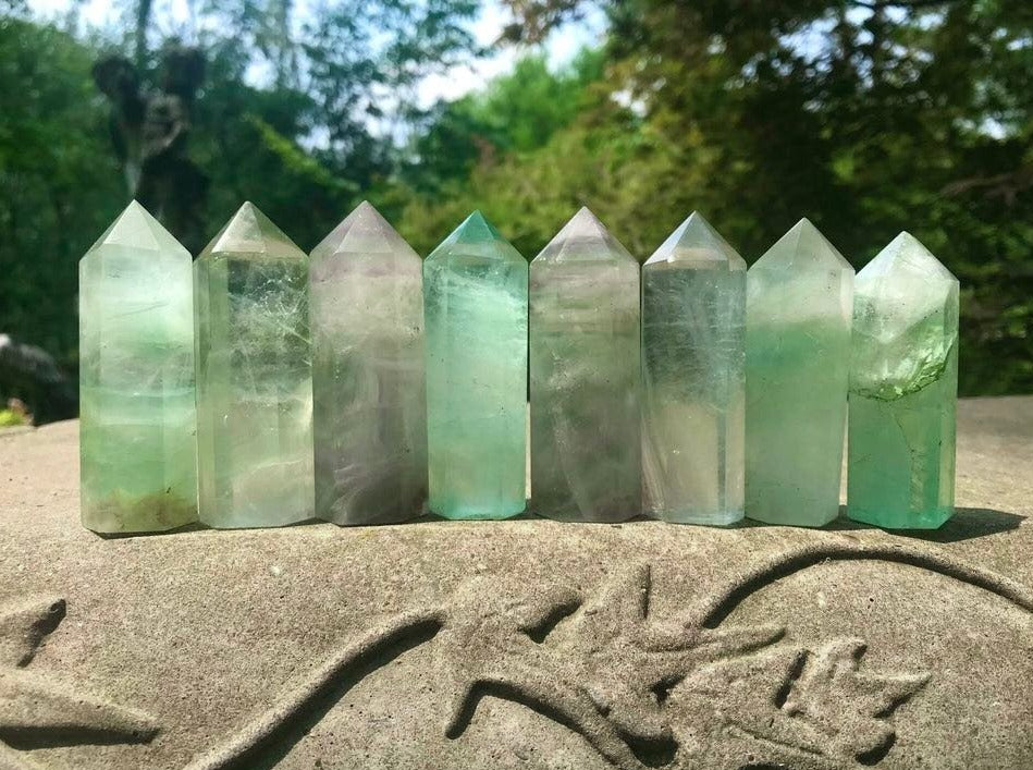 Green Rainbow Fluorite Towers - Gem Realm 