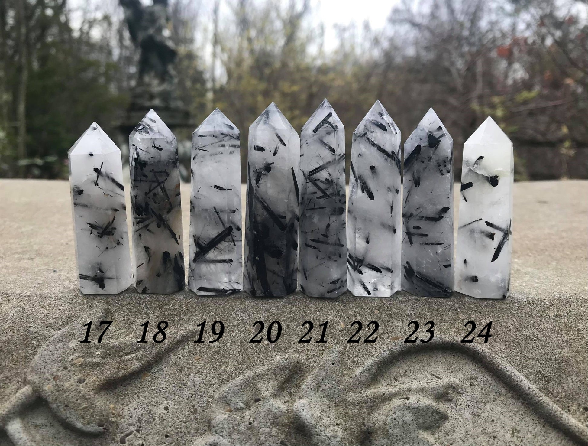 Black Tourmalinated Quartz Towers - Gem Realm 