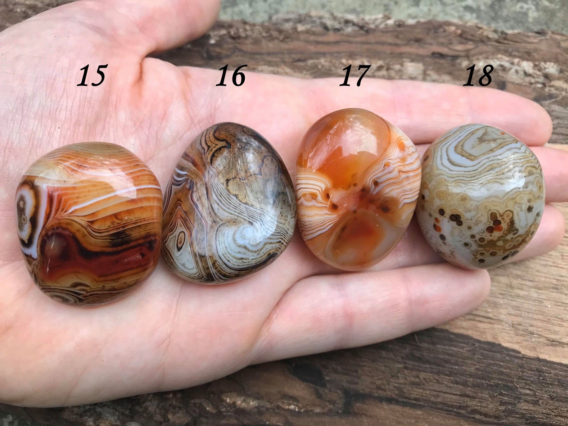 Madagascar Banded Agate Palm Stones ~ Small - Gem Realm 