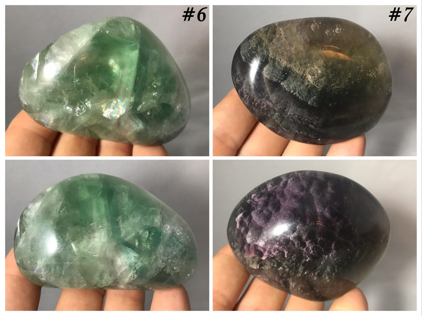 Rainbow Fluorite XXL Tumbled Stones ~ Palm Stones ~ II