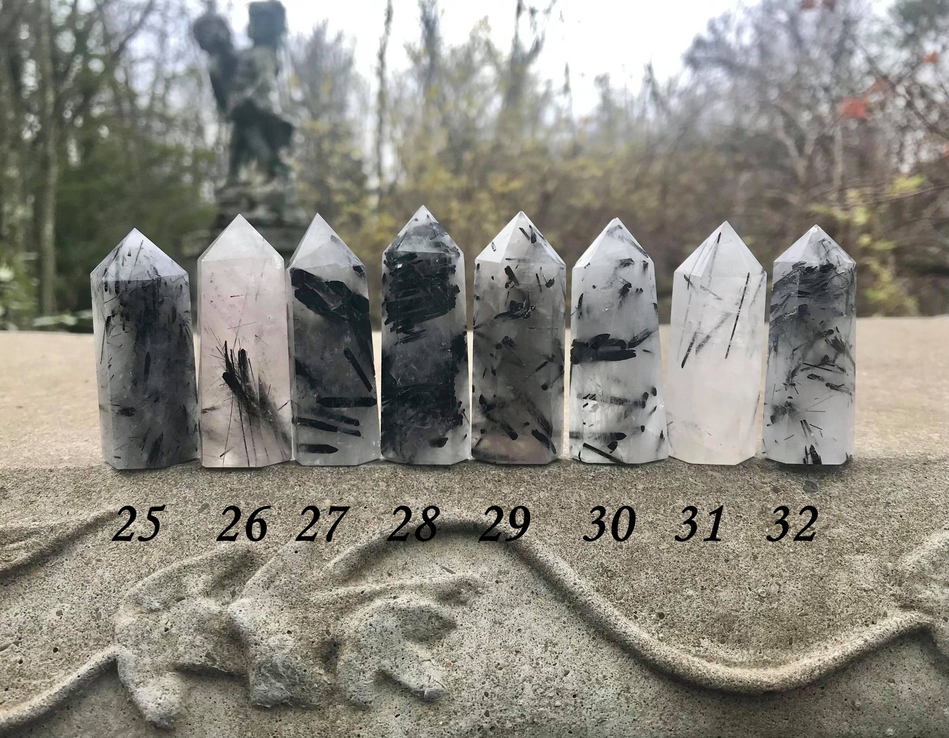 Black Tourmalinated Quartz Towers - Gem Realm 