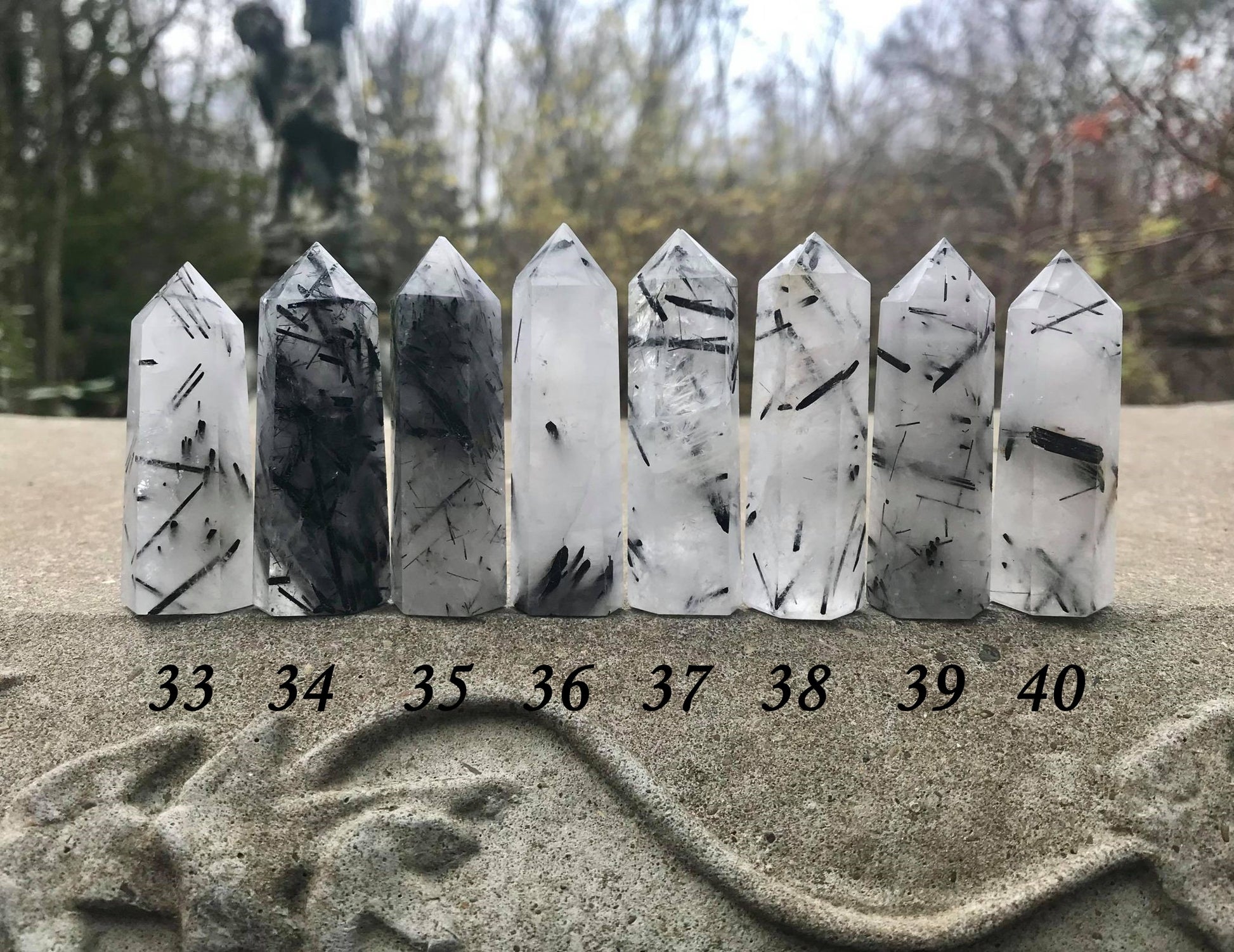 Black Tourmalinated Quartz Towers - Gem Realm 
