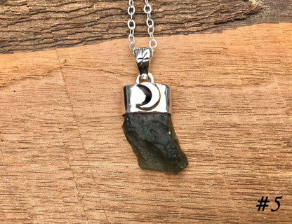Moldavite Crescent Pendant - Gem Realm 