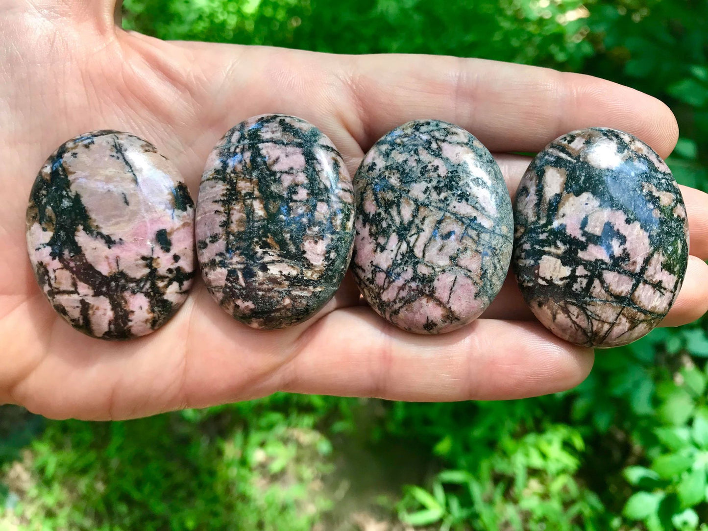 Rhodonite Palm Stones - Gem Realm 