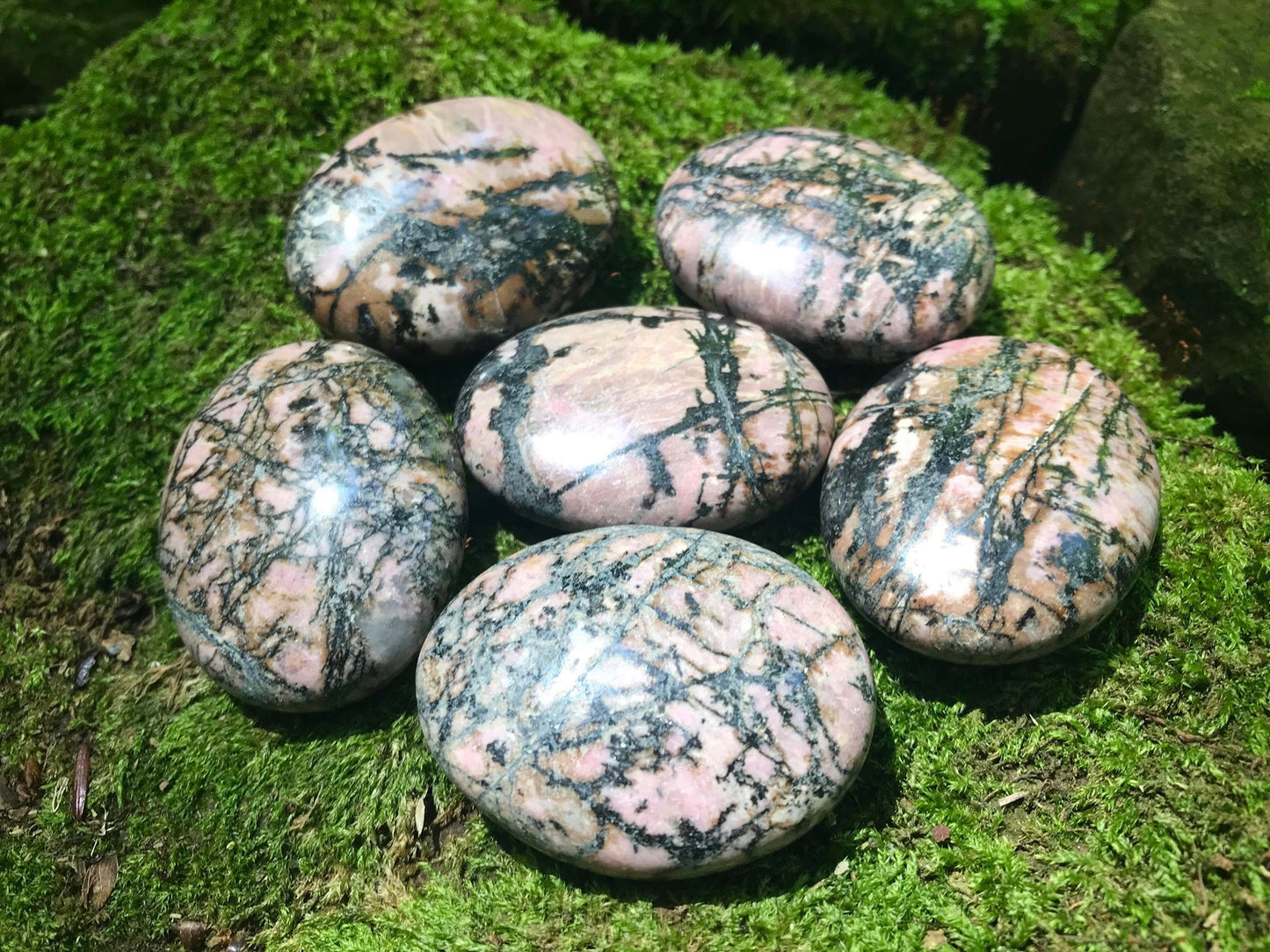 Rhodonite Palm Stones - Gem Realm 