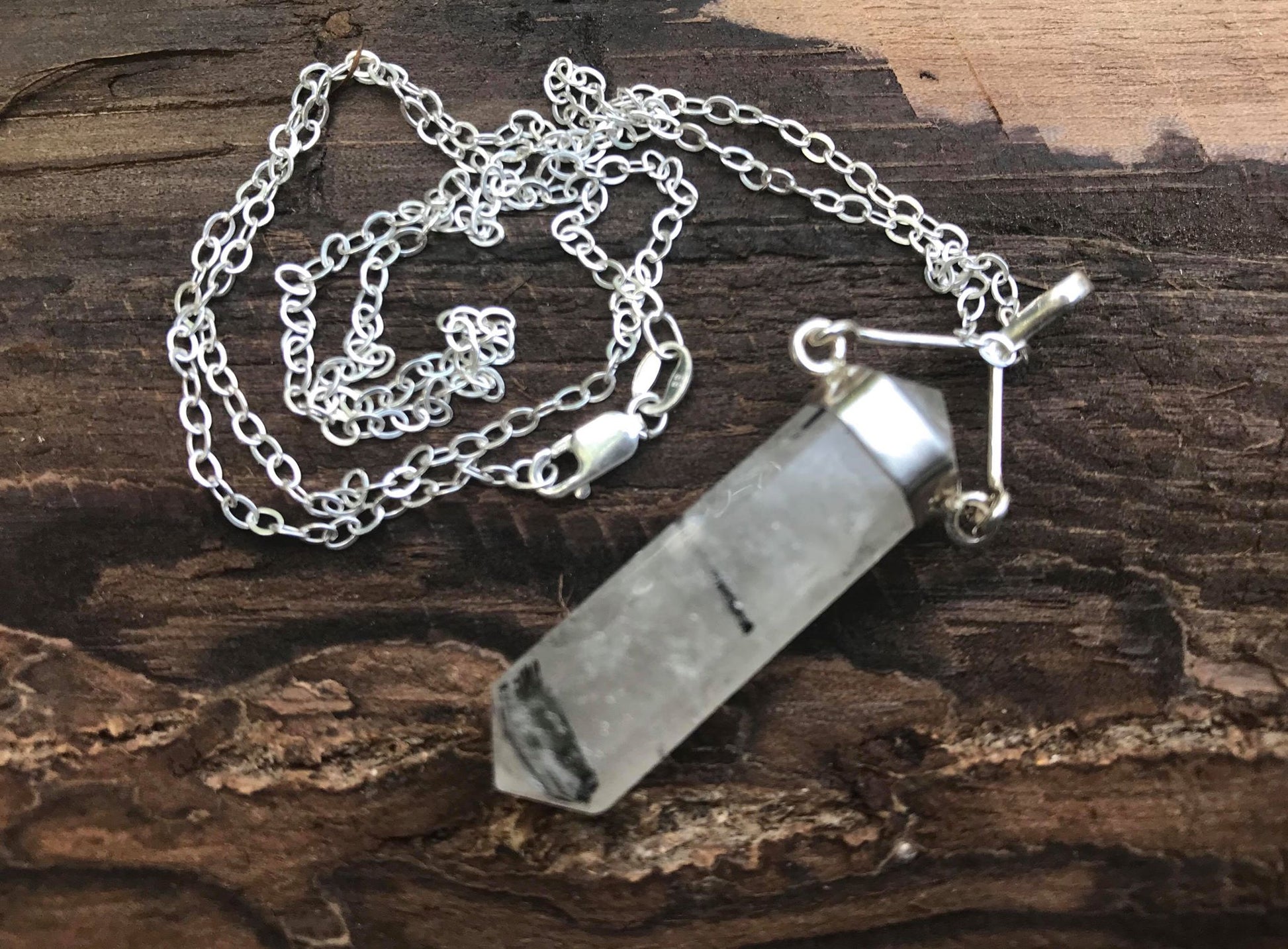 Tourmalinated Quartz Pendant - Gem Realm 