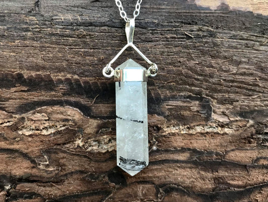 Tourmalinated Quartz Pendant - Gem Realm 