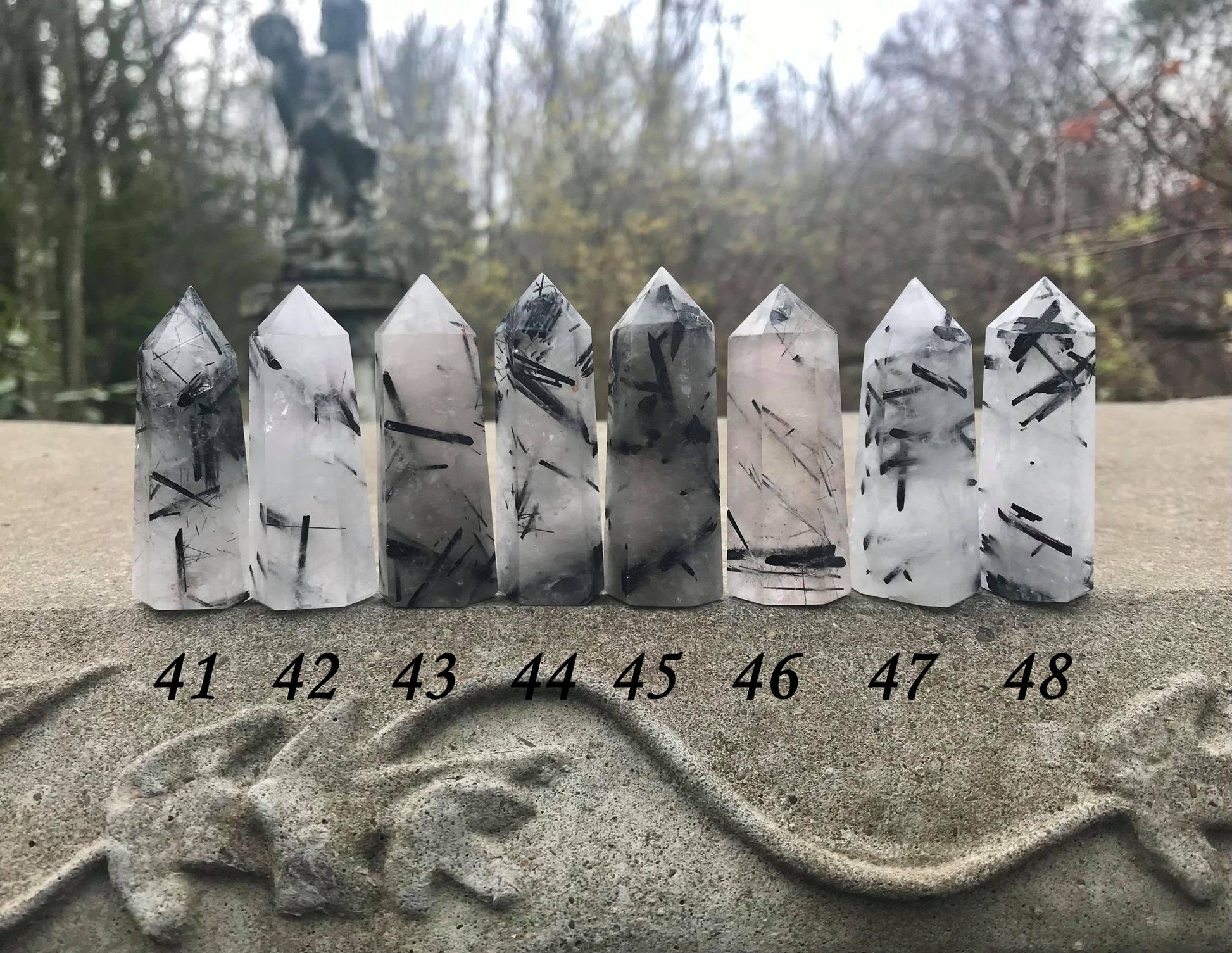 Black Tourmalinated Quartz Towers - Gem Realm 