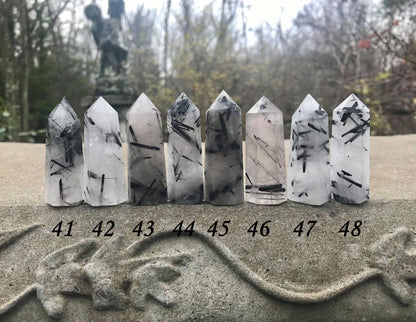Black Tourmalinated Quartz Towers - Gem Realm 