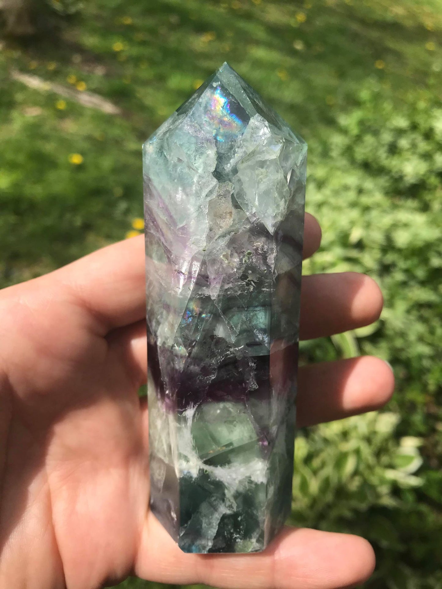 Rainbow Fluorite Tower ~ Large - Gem Realm 