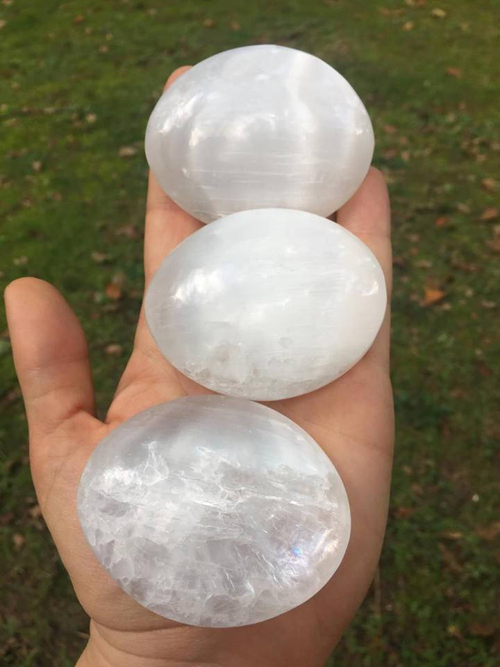 Selenite Palm Stones - Gem Realm 