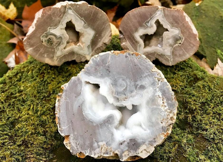 Quartz Crystal Geode Trio - Gem Realm 