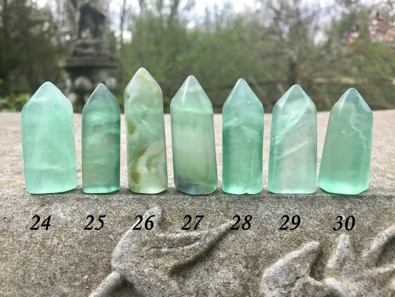 Green Fluorite Towers ~ Rounded Tip - Gem Realm 