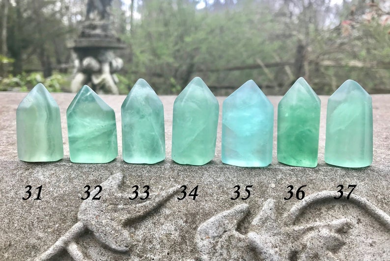 Green Fluorite Towers ~ Rounded Tip - Gem Realm 