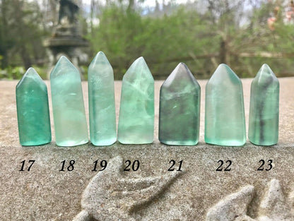 Green Fluorite Towers ~ Rounded Tip - Gem Realm 