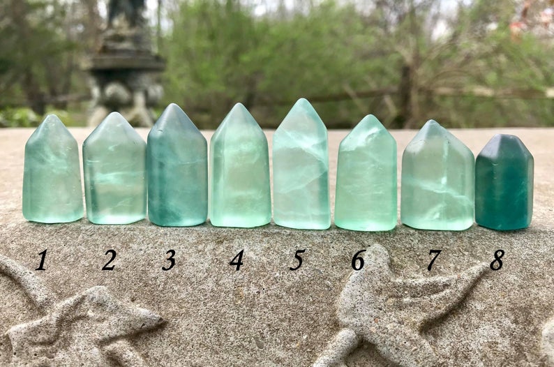 Green Fluorite Towers ~ Rounded Tip - Gem Realm 